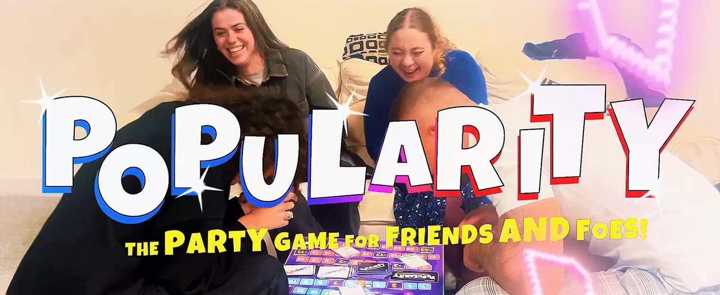 Four friends laughing over the Popularity board